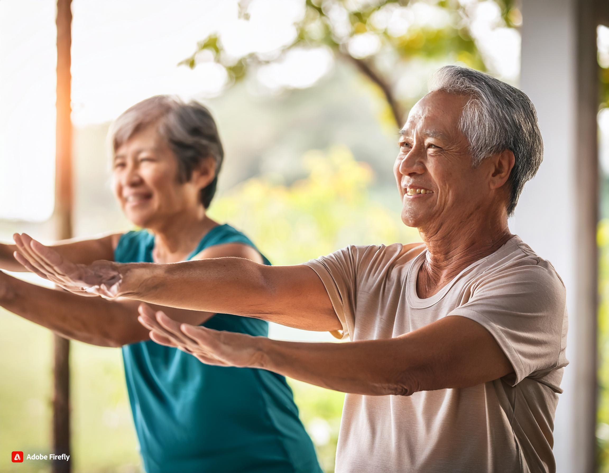 old people exercising together in their golden years