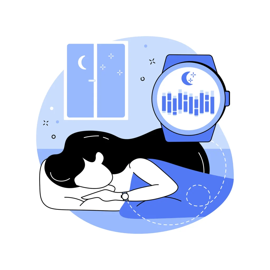 Smartwatch sleep tracking isolated cartoon vector illustrations.
