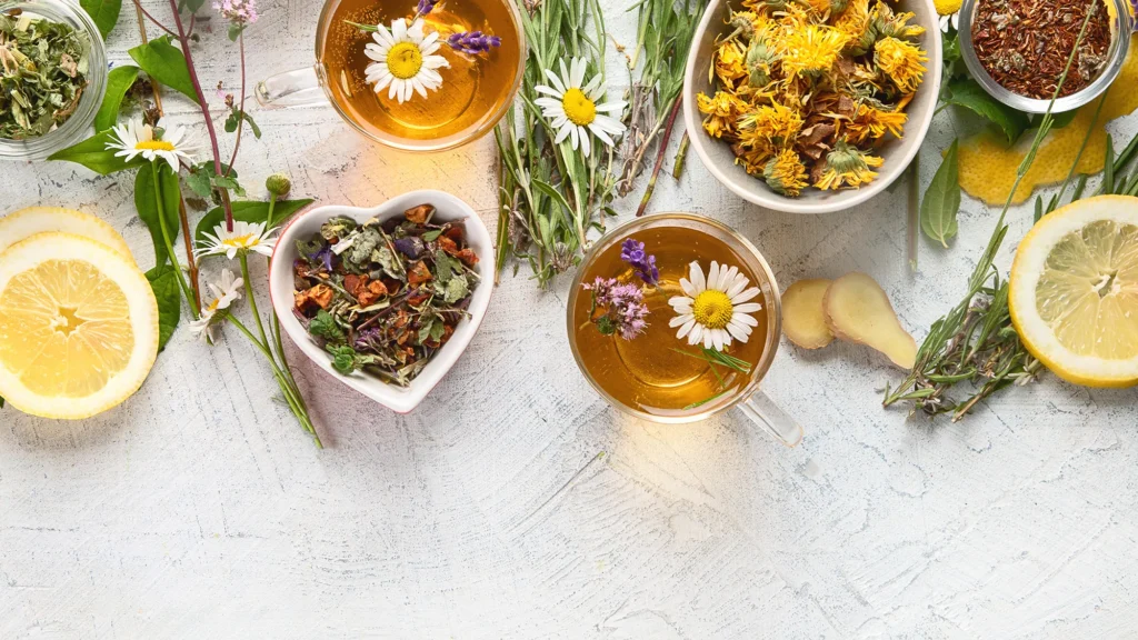 Various kinds of herbal tea